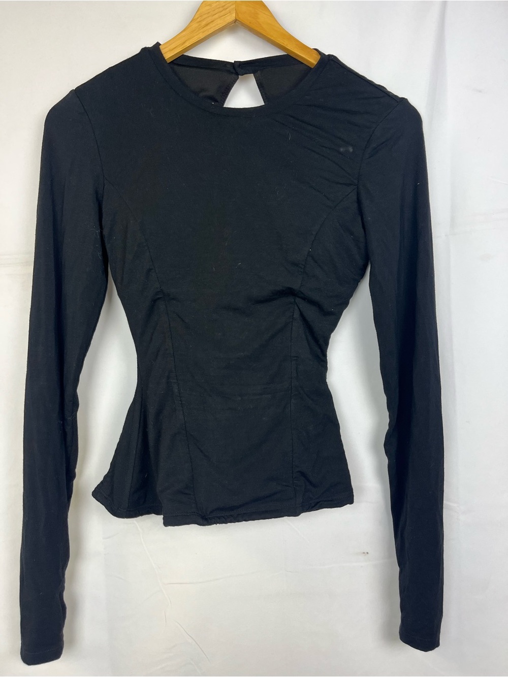 TA3 Sculpting Shapewear‎ Top Black Long Sleeve Open Back Lace-Up Corset Size XS